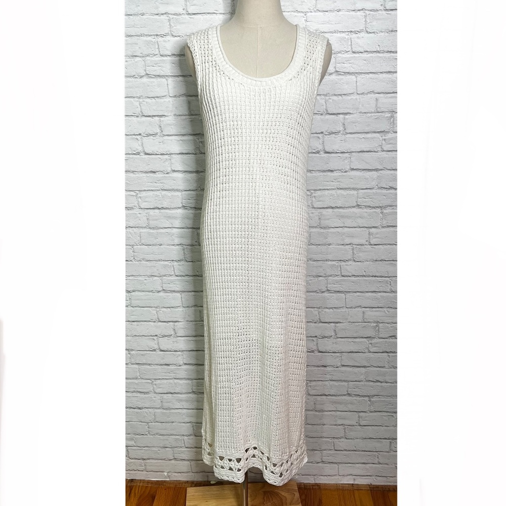 NWOT DH New York, Abigail Cream /White Knit Midi Dress, Size L
